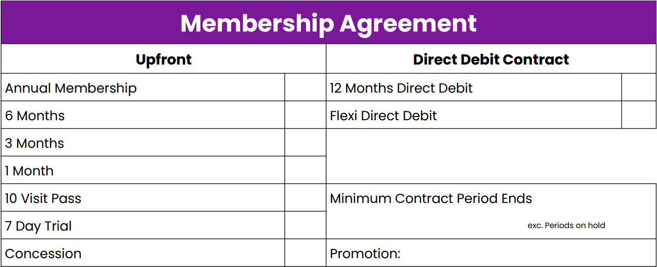 Membership Agreement - Office use only